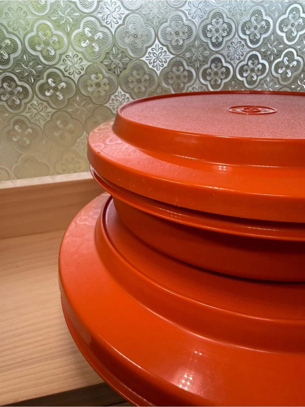 Vintage Tupperware Round 2-Piece Container Set Orange Made in USA MCM